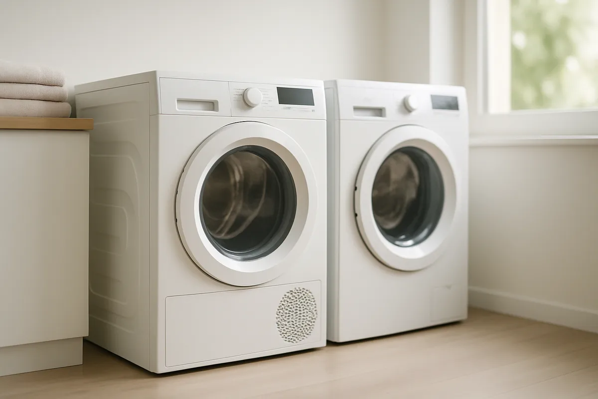 Leiser Wäschetrockner mit Wärmepumpe in einer modernen Wohnungsküche